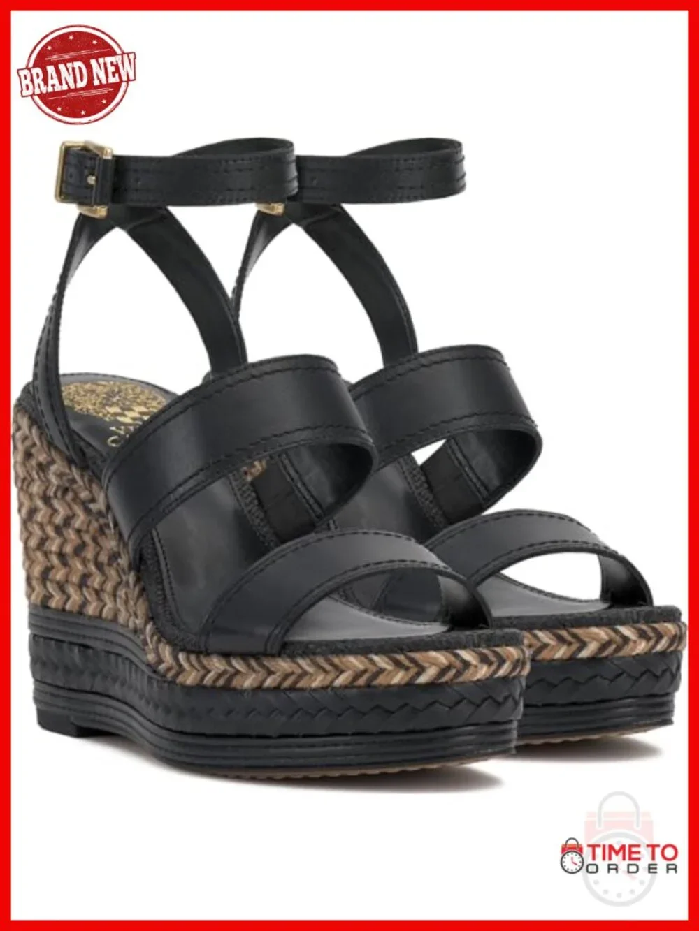 Leather Espadrille Wedge Sandals with Platform Ankle Strap